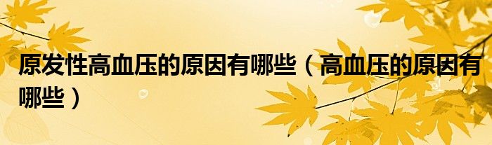 原發(fā)性高血壓的原因有哪些（高血壓的原因有哪些）