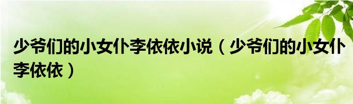 少爺們的小女仆李依依小說（少爺們的小女仆李依依）