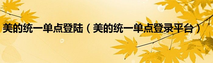 美的統(tǒng)一單點(diǎn)登陸（美的統(tǒng)一單點(diǎn)登錄平臺(tái)）