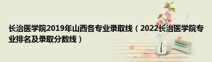 長治醫(yī)學(xué)院2019年山西各專業(yè)錄取線（2022長治醫(yī)學(xué)院專業(yè)排名及錄取分?jǐn)?shù)線）