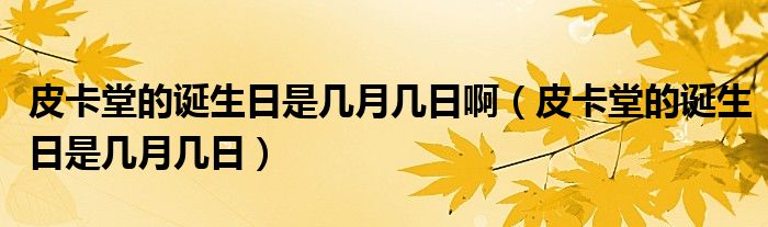 皮卡堂的誕生日是幾月幾日?。ㄆたㄌ玫恼Q生日是幾月幾日）