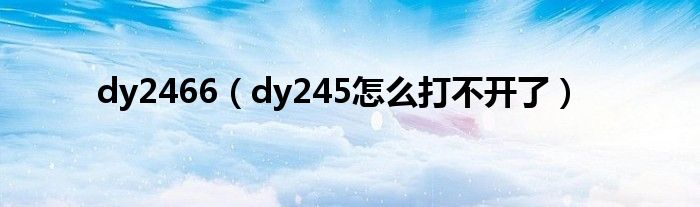 dy2466（dy245怎么打不開了）