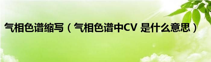 氣相色譜縮寫（氣相色譜中CV 是什么意思）