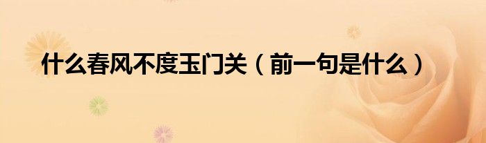 什么春風(fēng)不度玉門關(guān)（前一句是什么）