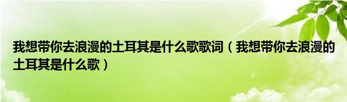 我想帶你去浪漫的土耳其是什么歌歌詞（我想帶你去浪漫的土耳其是什么歌）