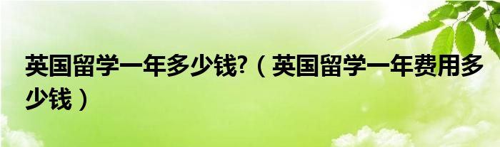 英國留學一年多少錢?（英國留學一年費用多少錢）