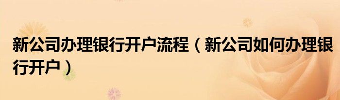 新公司辦理銀行開戶流程（新公司如何辦理銀行開戶）