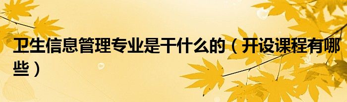 衛(wèi)生信息管理專(zhuān)業(yè)是干什么的（開(kāi)設(shè)課程有哪些）