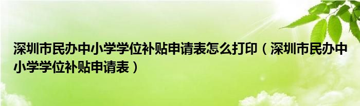 深圳市民辦中小學學位補貼申請表怎么打?。ㄉ钲谑忻褶k中小學學位補貼申請表）