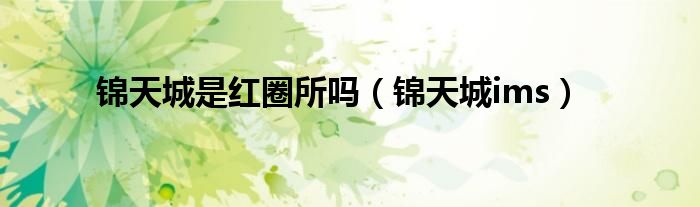 錦天城是紅圈所嗎（錦天城ims）