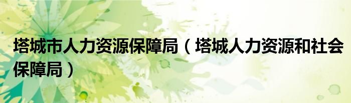 塔城市人力資源保障局（塔城人力資源和社會保障局）