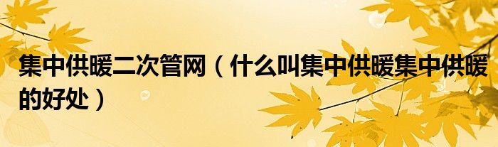 集中供暖二次管網(wǎng)（什么叫集中供暖集中供暖的好處）