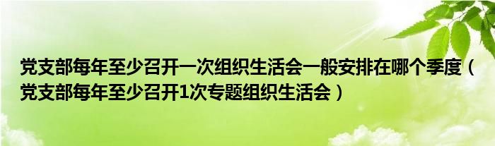 黨支部每年至少召開一次組織生活會一般安排在哪個季度（黨支部每年至少召開1次專題組織生活會）