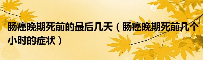 腸癌晚期死前的最后幾天（腸癌晚期死前幾個小時的癥狀）