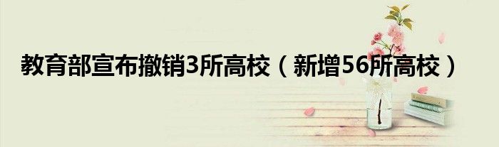 教育部宣布撤銷3所高校（新增56所高校）