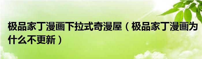 極品家丁漫畫下拉式奇漫屋（極品家丁漫畫為什么不更新）