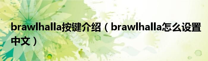 brawlhalla按鍵介紹（brawlhalla怎么設(shè)置中文）