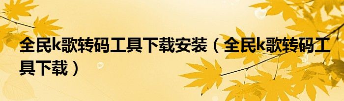 全民k歌轉(zhuǎn)碼工具下載安裝（全民k歌轉(zhuǎn)碼工具下載）