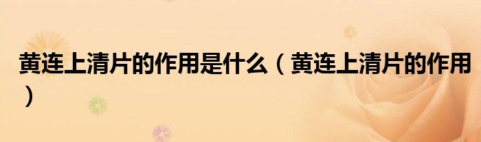 黃連上清片的作用是什么（黃連上清片的作用）