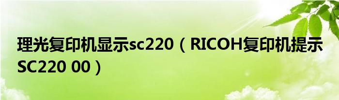 理光復(fù)印機(jī)顯示sc220（RICOH復(fù)印機(jī)提示 SC220 00）