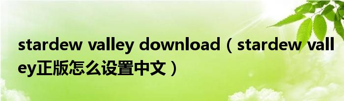 stardew valley download（stardew valley正版怎么設(shè)置中文）