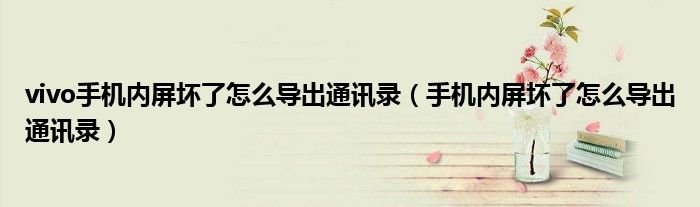 vivo手機(jī)內(nèi)屏壞了怎么導(dǎo)出通訊錄（手機(jī)內(nèi)屏壞了怎么導(dǎo)出通訊錄）