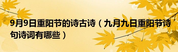 9月9日重陽(yáng)節(jié)的詩(shī)古詩(shī)（九月九日重陽(yáng)節(jié)詩(shī)句詩(shī)詞有哪些）