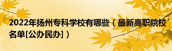 2022年揚州?？茖W(xué)校有哪些（最新高職院校名單[公辦民辦]）