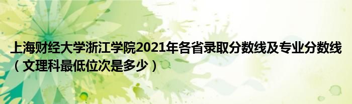 上海財(cái)經(jīng)大學(xué)浙江學(xué)院2021年各省錄取分?jǐn)?shù)線及專業(yè)分?jǐn)?shù)線（文理科最低位次是多少）
