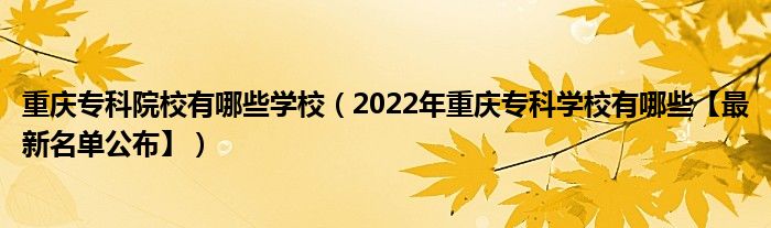 重慶?？圃盒Ｓ心男W(xué)校（2022年重慶?？茖W(xué)校有哪些【最新名單公布】）