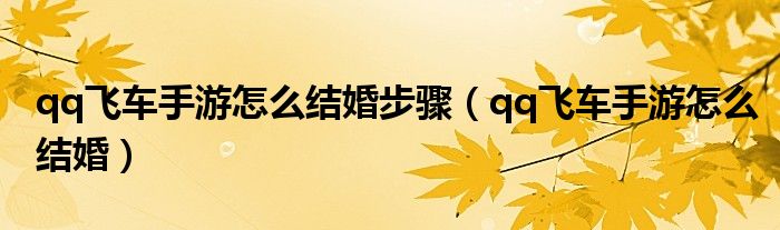 qq飛車手游怎么結婚步驟（qq飛車手游怎么結婚）
