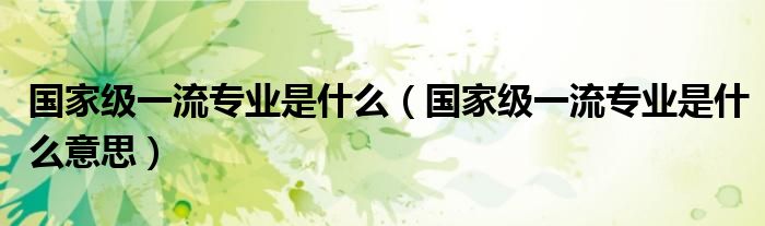 國(guó)家級(jí)一流專業(yè)是什么（國(guó)家級(jí)一流專業(yè)是什么意思）