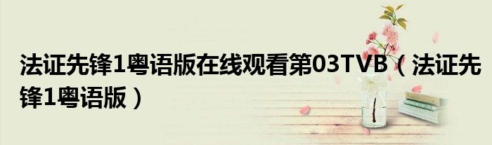 法證先鋒1粵語版在線觀看第03TVB（法證先鋒1粵語版）