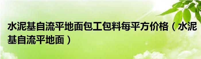 水泥基自流平地面包工包料每平方價格（水泥基自流平地面）