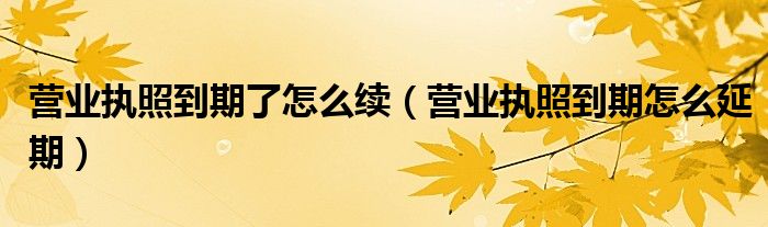 營(yíng)業(yè)執(zhí)照到期了怎么續(xù)（營(yíng)業(yè)執(zhí)照到期怎么延期）