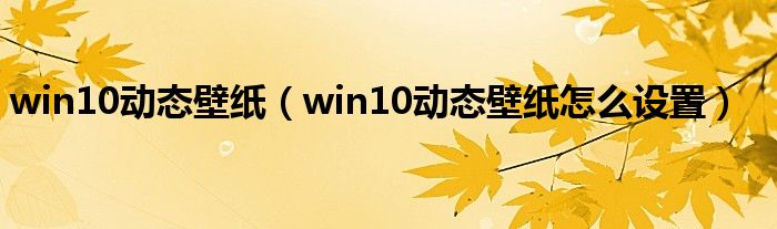 win10動(dòng)態(tài)壁紙（win10動(dòng)態(tài)壁紙?jiān)趺丛O(shè)置）
