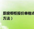 廚房櫥柜報(bào)價(jià)單格式范本（廚房櫥柜報(bào)價(jià) 廚房櫥柜價(jià)格計(jì)算方法）