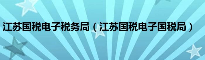 江蘇國稅電子稅務(wù)局（江蘇國稅電子國稅局）