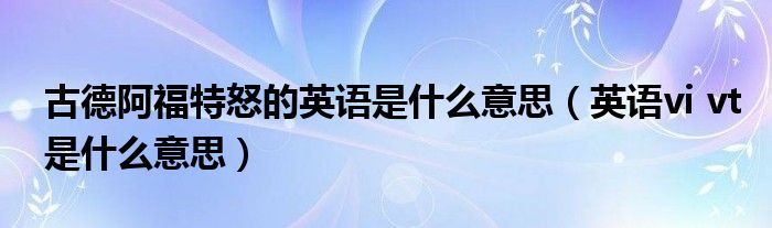 古德阿福特怒的英語是什么意思（英語vi vt是什么意思）