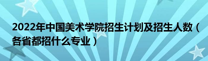 2022年中國美術學院招生計劃及招生人數（各省都招什么專業(yè)）