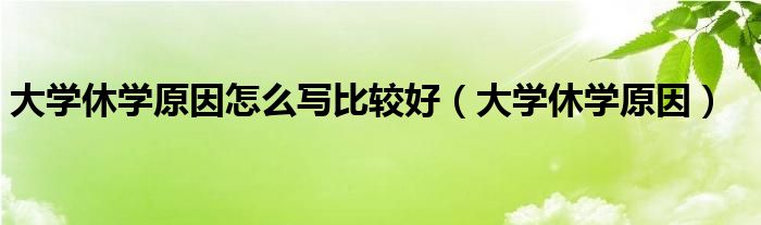 大學(xué)休學(xué)原因怎么寫比較好（大學(xué)休學(xué)原因）