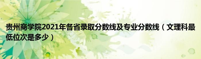 貴州商學(xué)院2021年各省錄取分?jǐn)?shù)線(xiàn)及專(zhuān)業(yè)分?jǐn)?shù)線(xiàn)（文理科最低位次是多少）