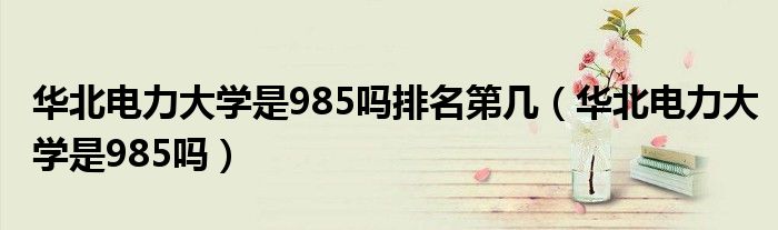 華北電力大學(xué)是985嗎排名第幾（華北電力大學(xué)是985嗎）