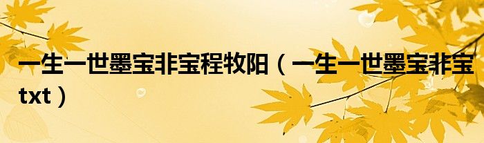 一生一世墨寶非寶程牧陽（一生一世墨寶非寶txt）