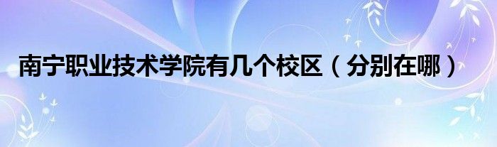 南寧職業(yè)技術(shù)學(xué)院有幾個(gè)校區(qū)（分別在哪）