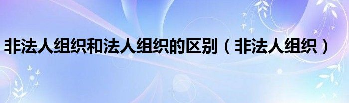 非法人組織和法人組織的區(qū)別（非法人組織）