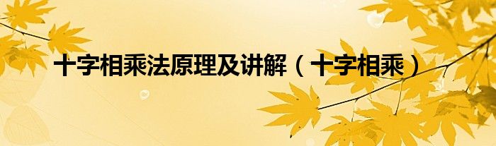 十字相乘法原理及講解（十字相乘）