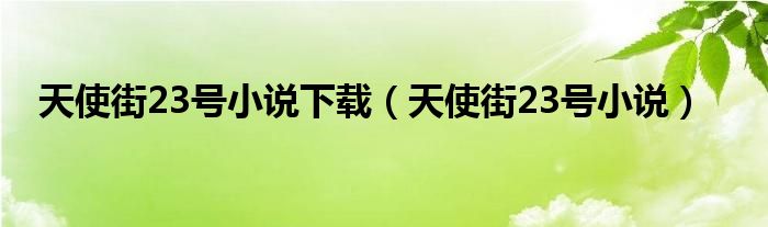 天使街23號小說下載（天使街23號小說）