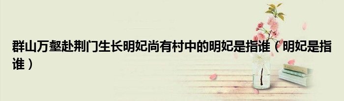 群山萬壑赴荊門生長明妃尚有村中的明妃是指誰（明妃是指誰）