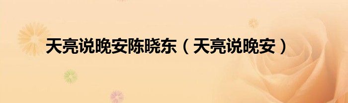 天亮說晚安陳曉東（天亮說晚安）